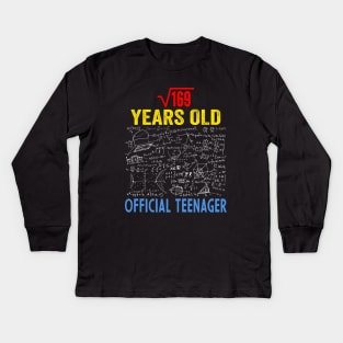 13th Birthday Square Root of 169: 13 Years Old Kids Long Sleeve T-Shirt